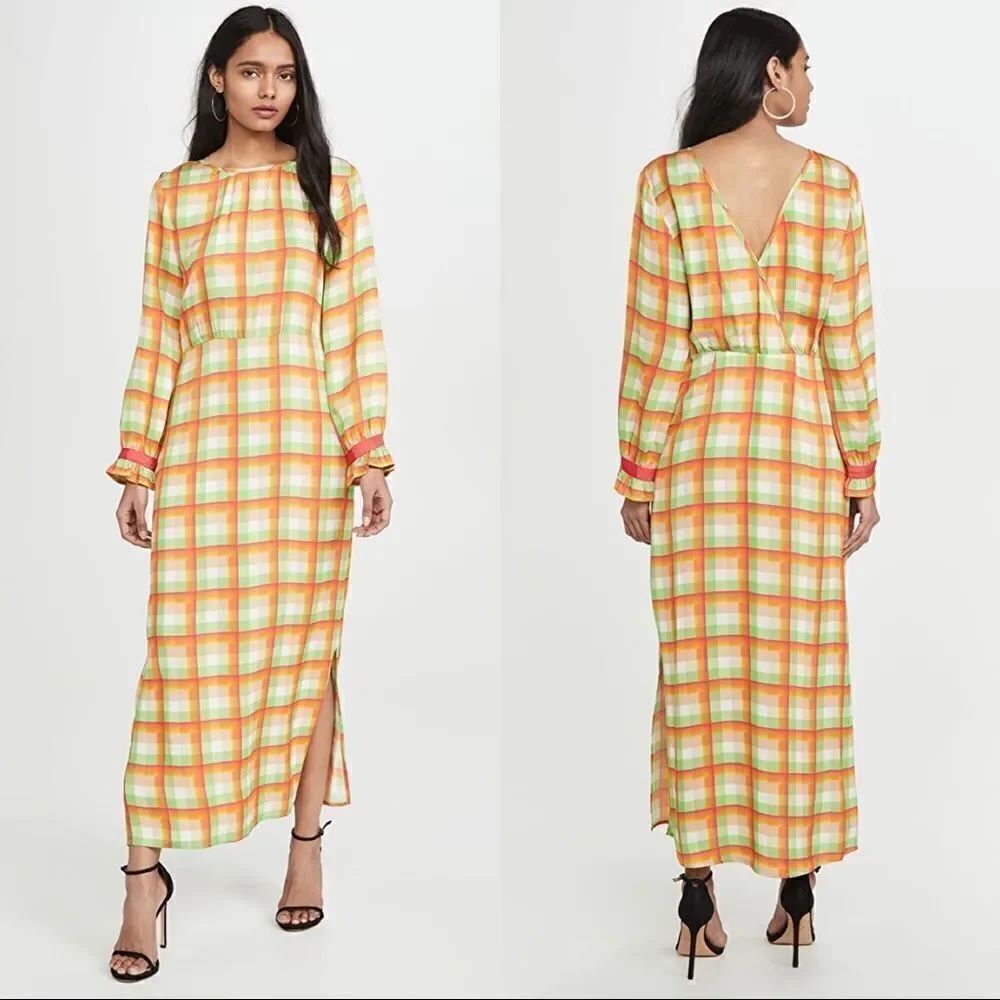 Brand New VEDA Crane Crepe Dress In Landscape Plaid size P